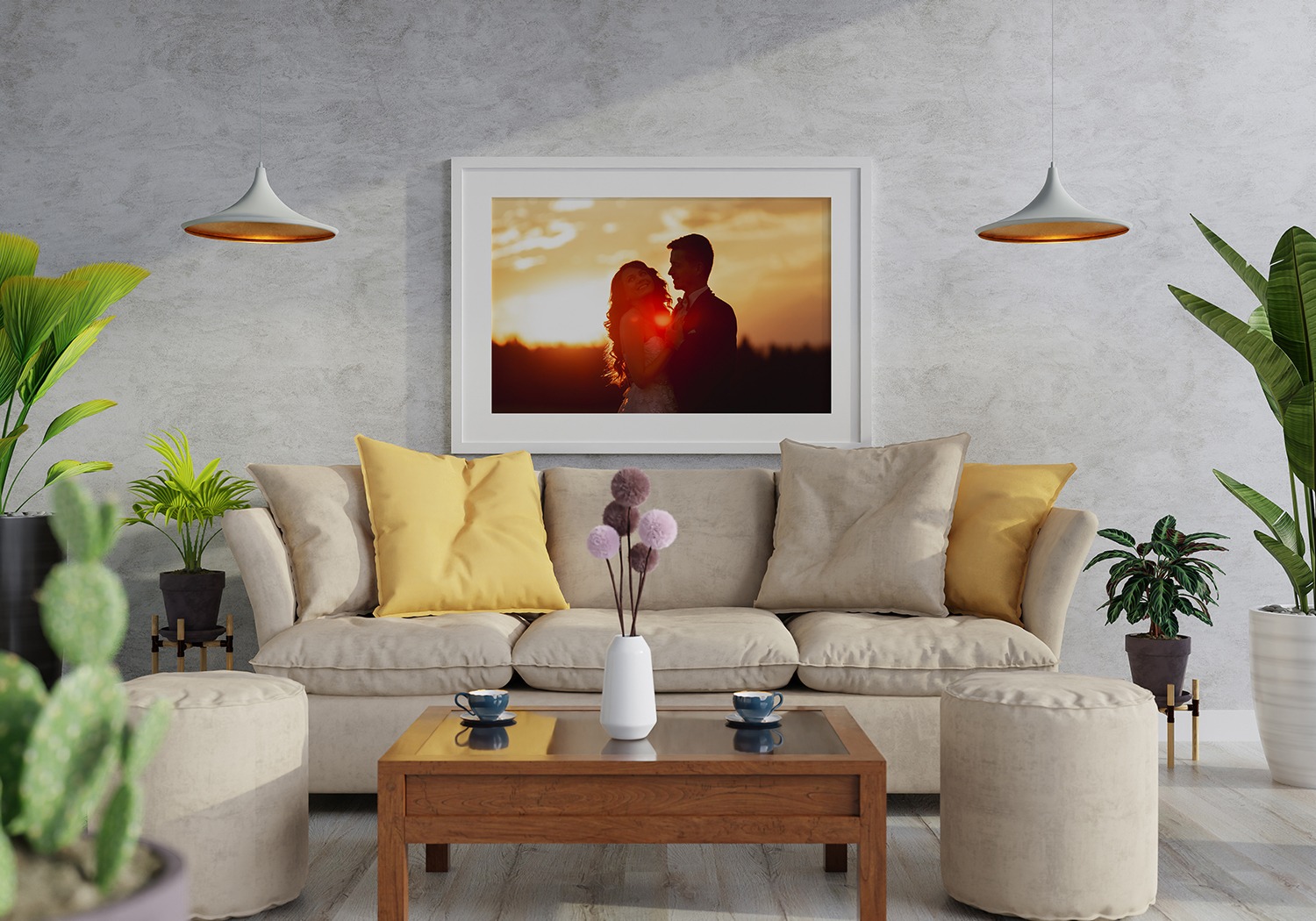 Poster Frame in living room Psd Mockup