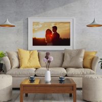 Poster Frame in living room Psd Mockup